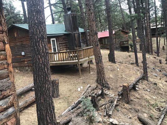 Cabin 11 - view from the back balcony of Cabin 11 looking at other Idle Hour Lodge cabins