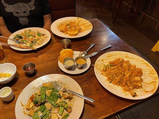 Pad Thai noodles and vegetable stir fry