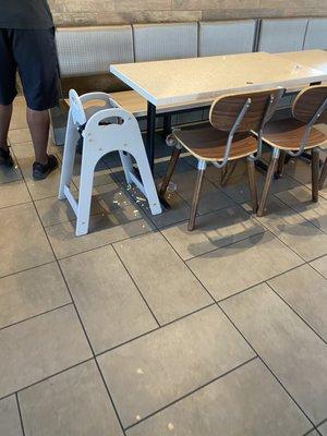 Disgustingly dirty floors and tables