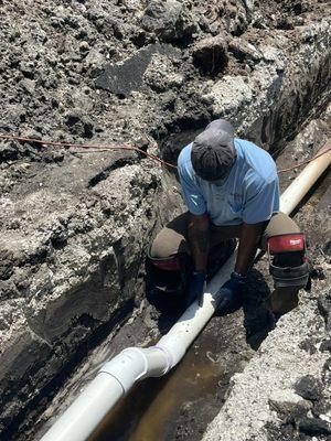 Commercial sewer line install for the new office at Bayside Waters MHP