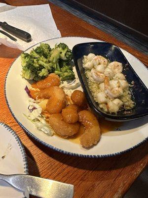 Garlic Shrimp Scampi Seasoned Broccoli Crunch-Fried Shrimp