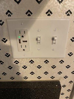 New GFI Outlet with USB Ports for charging!