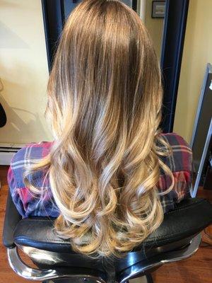 This is a beautiful balayage hair painting service done by DJ.