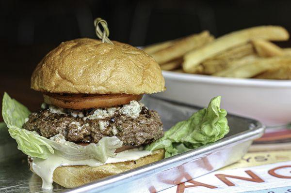 Black & Blue Burger - 

1Blackened bison, blue cheese, horsey mayo,
grilled tomato, butter lettuce