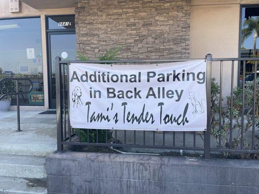 Entrance, street parking as well as alley.