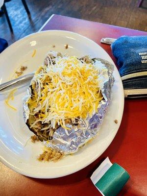 Loaded baked potato with bbq pork