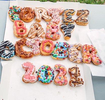 The gourmet donuts in letters!