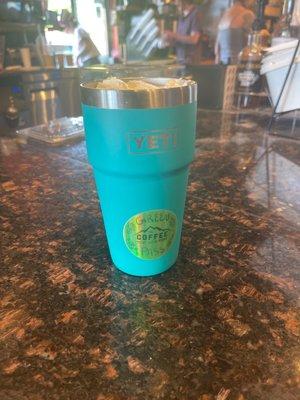 Don't forget your reusable cup and discount sticker