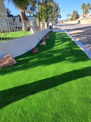 Massive rebate from the SNWA 
Approximately  7000 square feet 
Front and backyard 
Artificial grass-Luxe 82oz