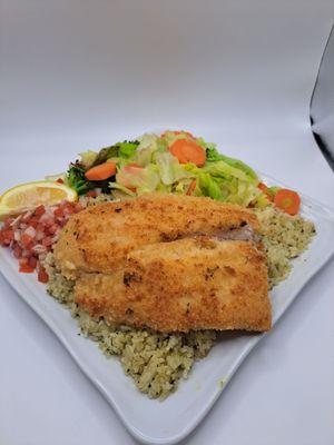 Swai fish plate with veggies