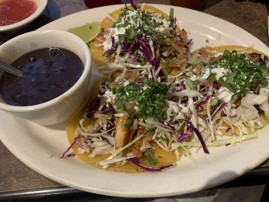 Shrimp tacos (w/black beans)