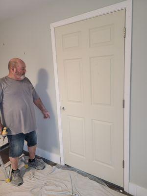 Door installed after cutting through both sides of the wall.