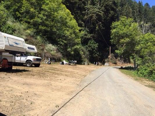 Road to campsites. All spots are water front. Also boat dock at end of this road.