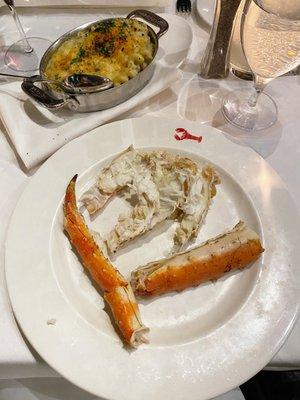 King crab leg 1/2 pound, Mac and cheese