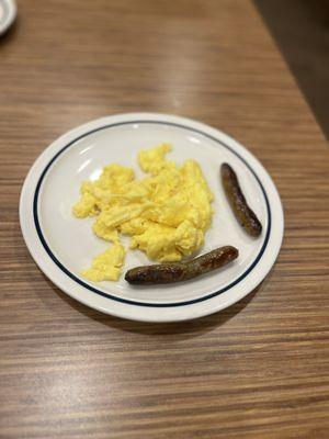 2 Scramble Eggs with Pork Sausage Links