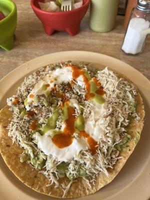 Giant chicken tostada