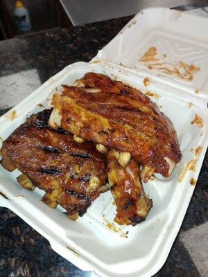 Dry ribs. Supposed to be extra juicy and saucy was requested.