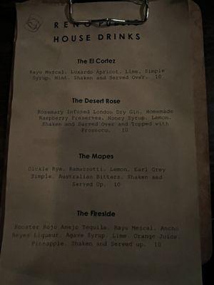 Cocktail menu