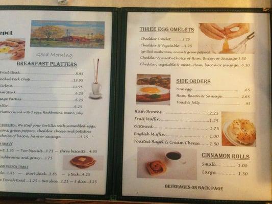 Menu -- very reasonable prices.