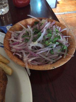 Freshly pickled onions - to accompany the chicken? Whatever they were there for, they were crisp and delicious!