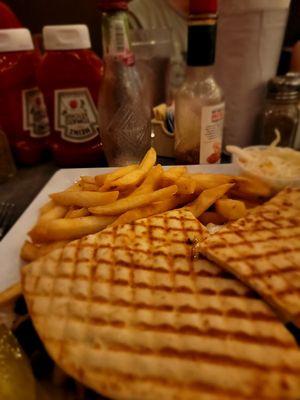 Plaka panini. Limp fries.