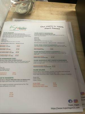 Menu inside.  May differ slightly from online