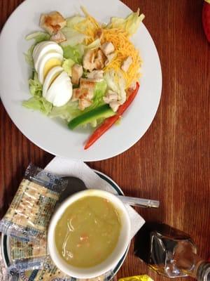 Chicken salad and split pea soup