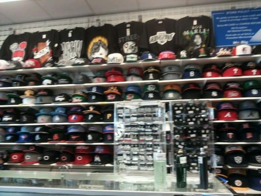 Good amont of Hats but kinda pricey. Not to many bigs sizes on the hats.