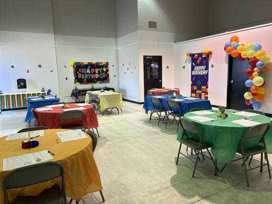 LEGO Themed Birthday Party Package Available. Event Space Available.