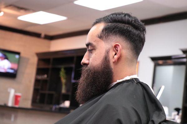 Low fade and beard!