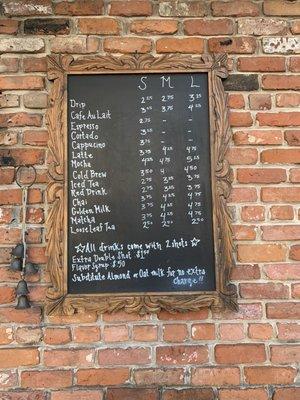 Menu outside the takeout window.