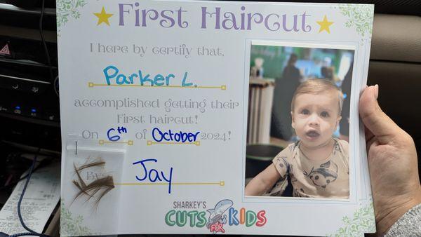 First haircut certificate!