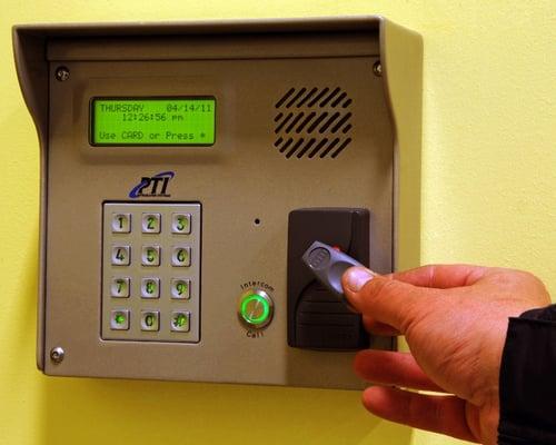 Security access keypad at Safeguard Self Storage in Brooklyn, NY.