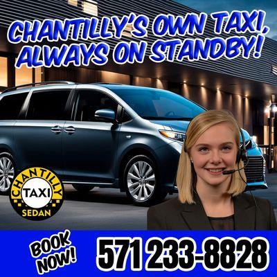 "Always On the Clock for You!"
Late-night airport pickups? Early morning meetings? Chantilly Taxi Sedan's got you covered 24/7.  Just a