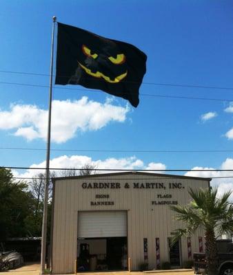 Scary Halloween Flag flying over Gardner and Martin