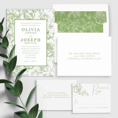 Easy to order ready-made invitations suites. Order online or at Idea Chíc