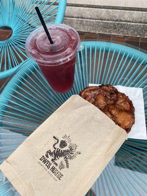 Apple fritter and hibiscus berry tea