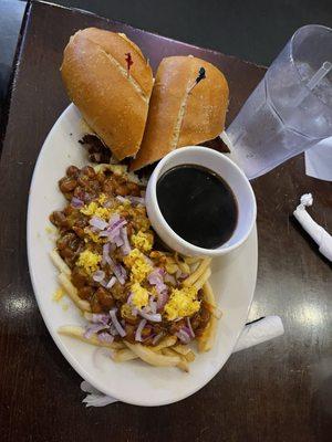 French Dip w/chili cheese fries