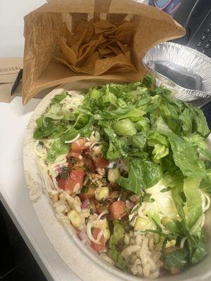 Burrito bowl and chips