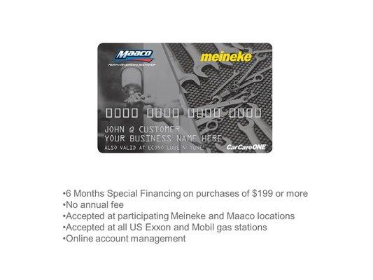 MAACO Upper Marlboro is now offering no interest financing.  See store for details.