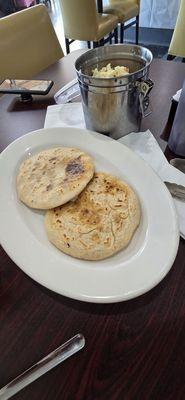 Pupusas revueltas and curtido.