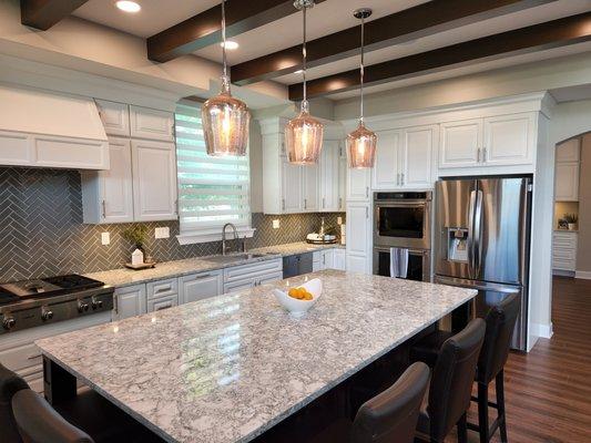 Kitchen remodel with beautiful Cambria countertops and custom cabinets