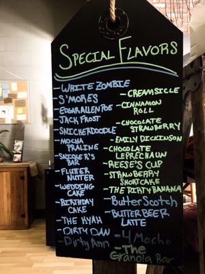 Special flavors menu