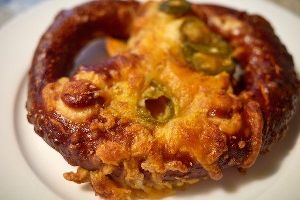 Jalapeno pepper and cheese pretzel