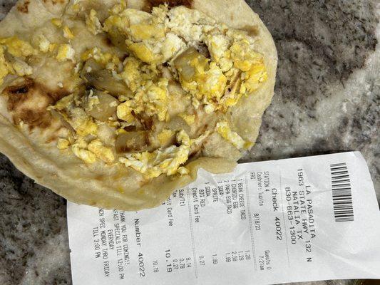 Rotten potatoes in the potato and egg taco what's wrong with this place?!!!