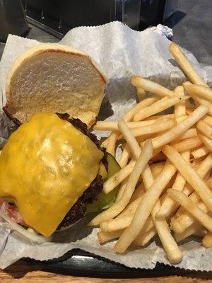 Tasty double burger & fries!