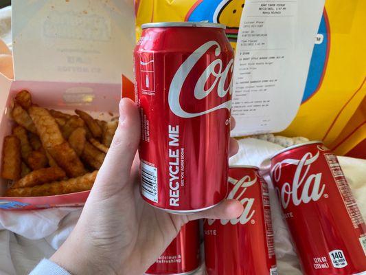 "Bottles" of Coke I ordered and the "seasoned" fries...gg...