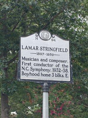 Lamar Stringfield Historical Marker, Raleigh NC