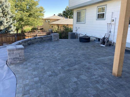 Paver Patio with Sitting Wall in Centennial CO