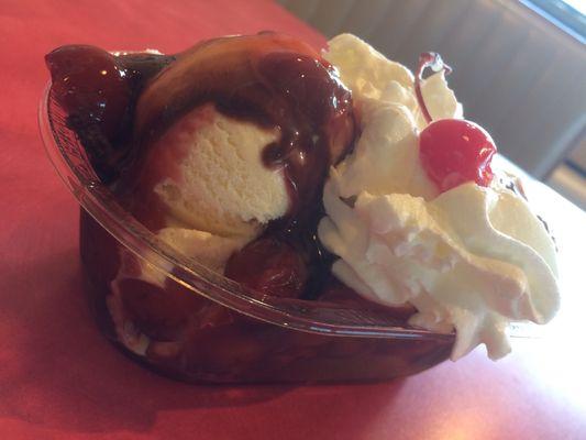 Black Forest fancy sundae. Doesn't say in the board but you can not get this as a single scoop like other sundaes.